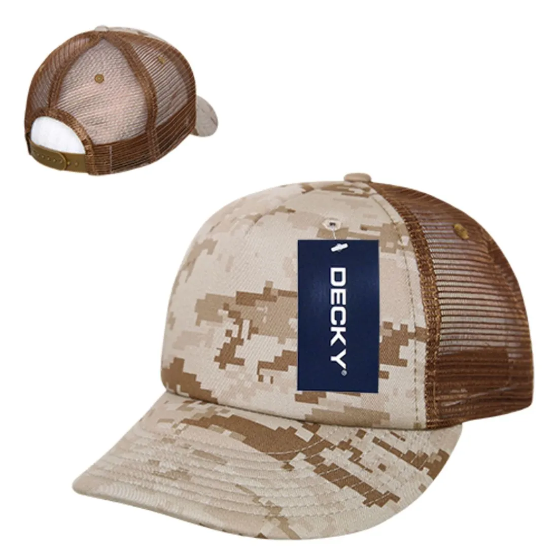 Decky 253 Camouflage Foam Mesh Trucker Hats High Crown 5 Panel Snapback Caps