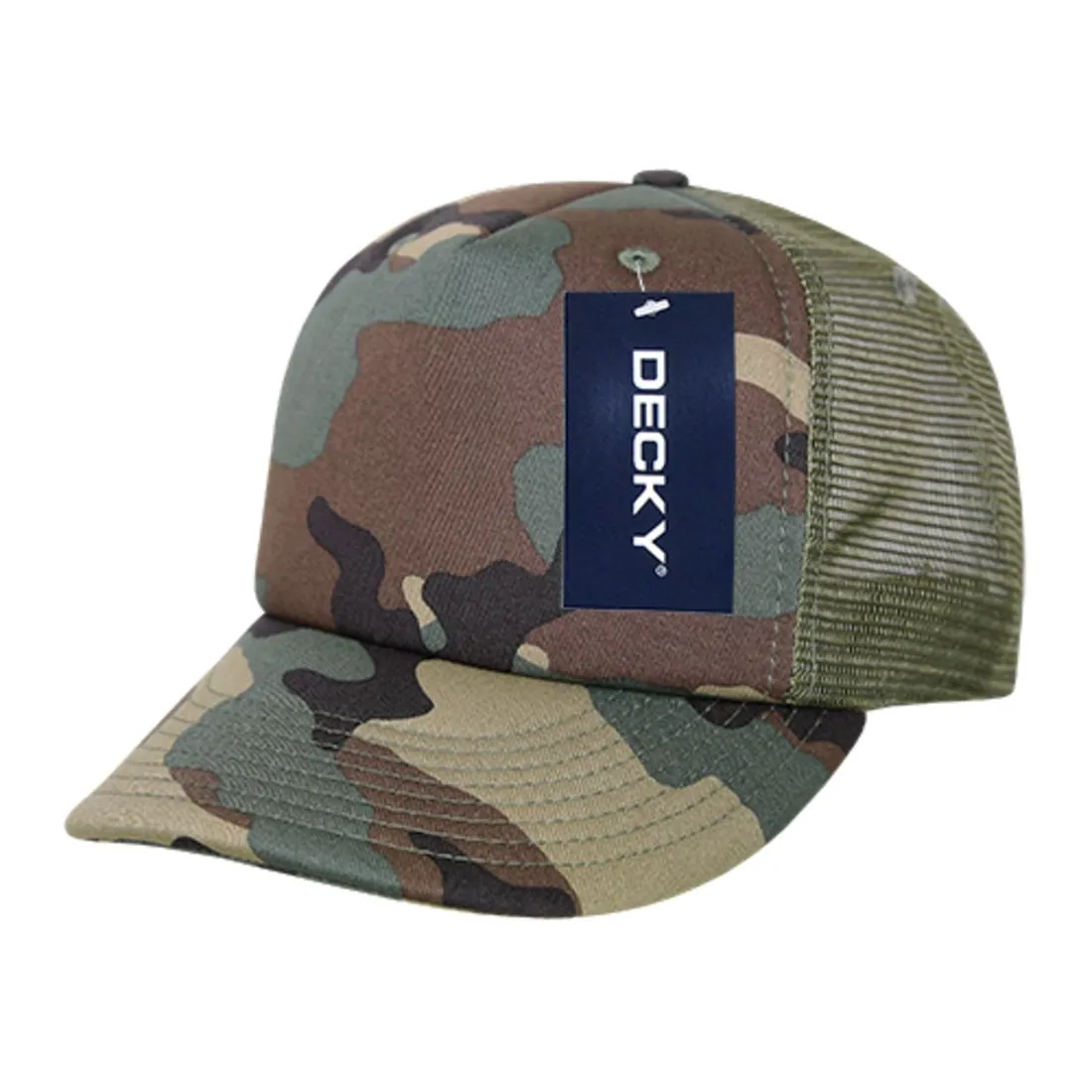 Decky 253 Camouflage Foam Mesh Trucker Hats High Crown 5 Panel Snapback Caps