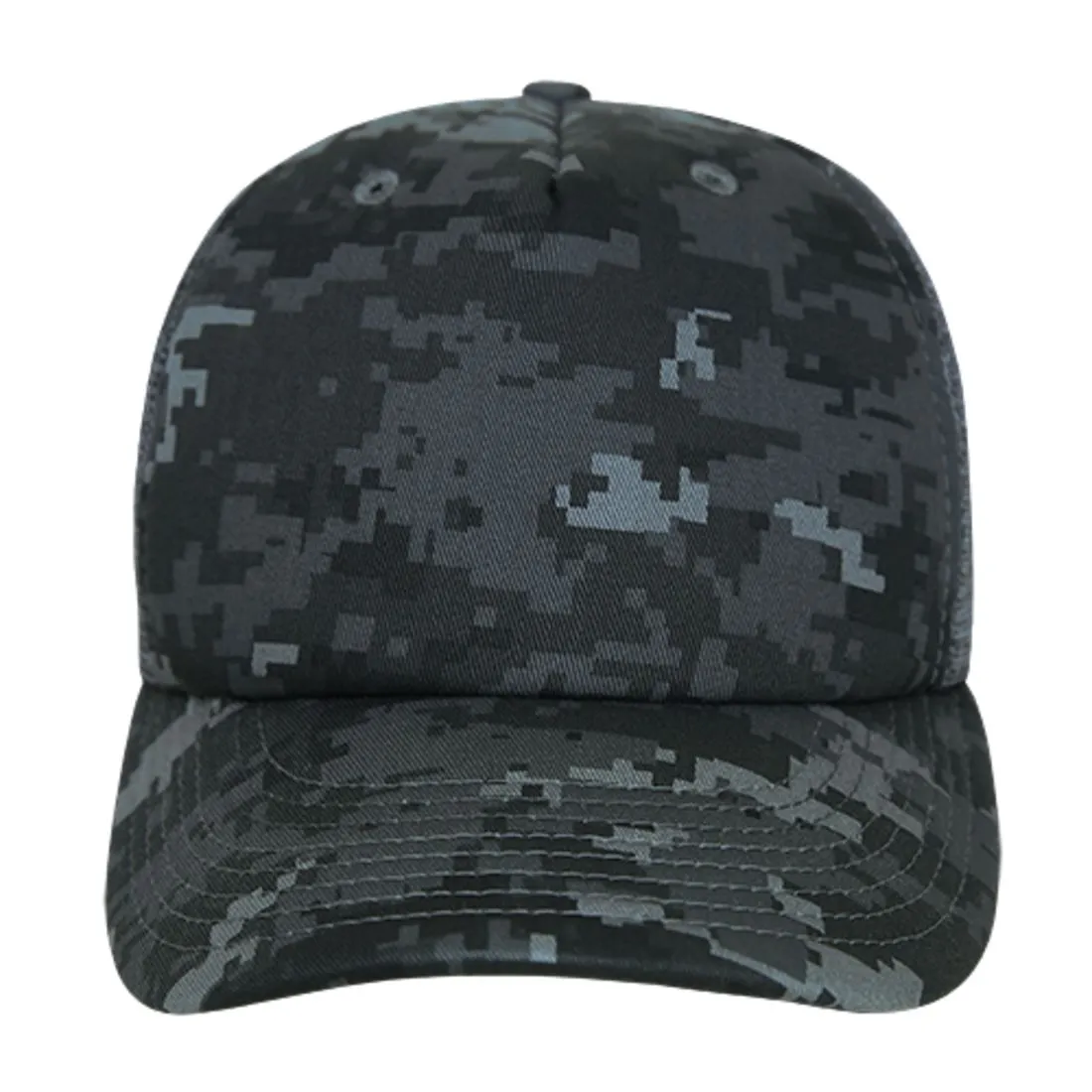 Decky 253 Camouflage Foam Mesh Trucker Hats High Crown 5 Panel Snapback Caps