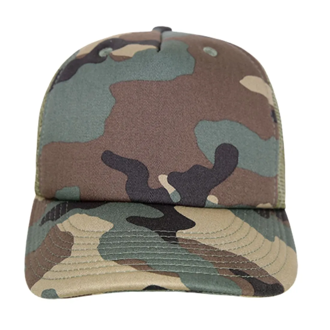 Decky 253 Camouflage Foam Mesh Trucker Hats High Crown 5 Panel Snapback Caps