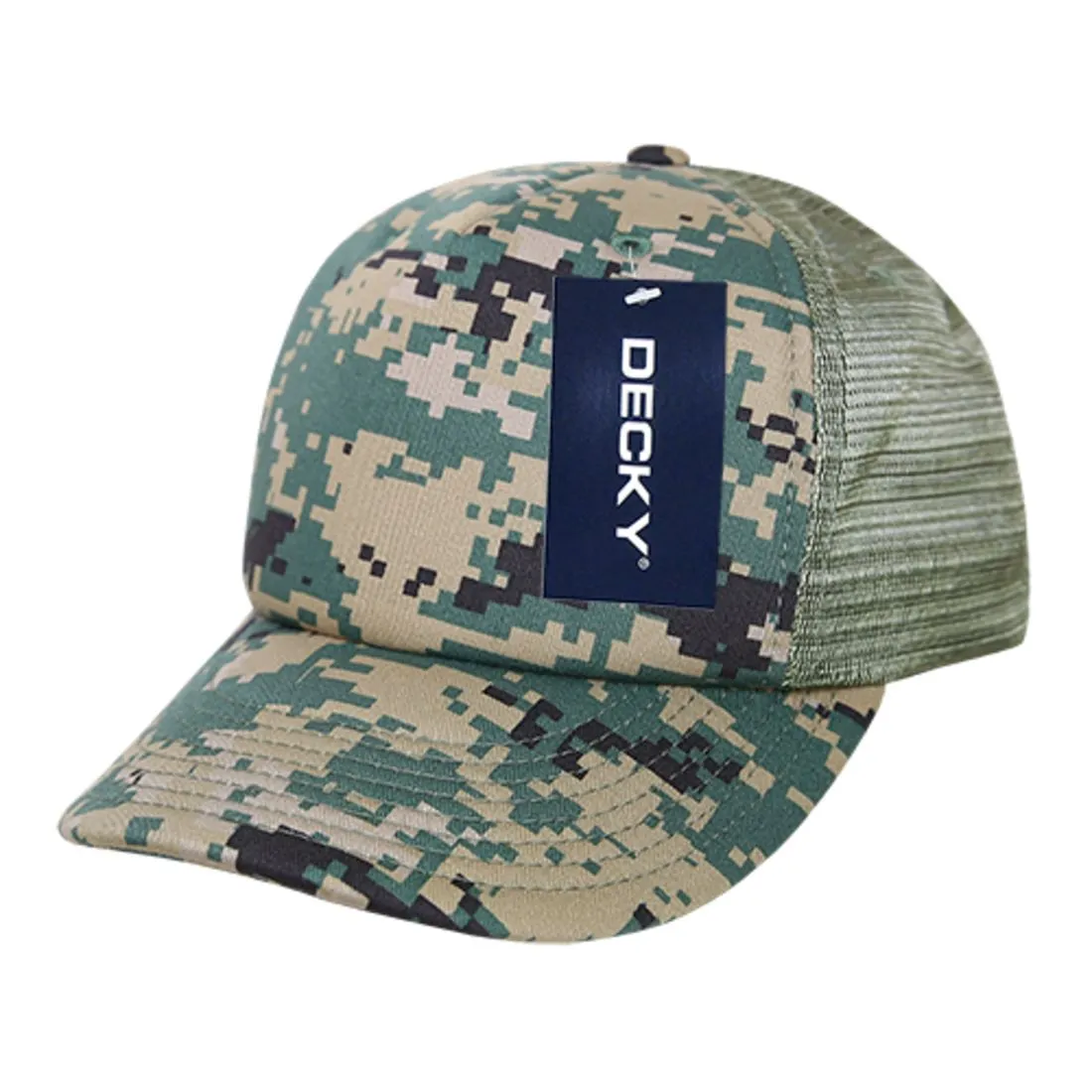 Decky 253 Camouflage Foam Mesh Trucker Hats High Crown 5 Panel Snapback Caps