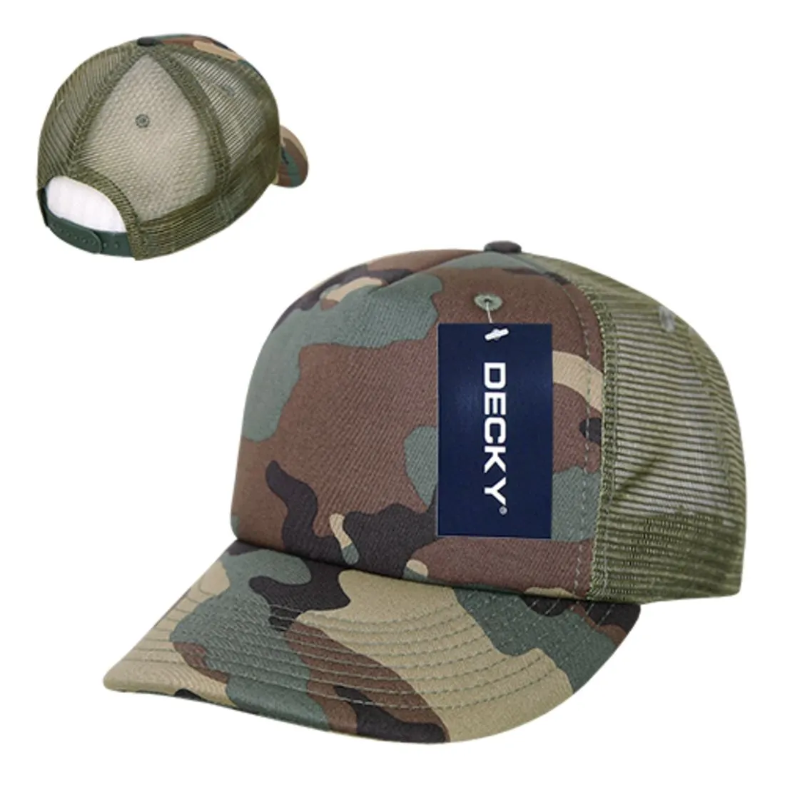 Decky 253 Camouflage Foam Mesh Trucker Hats High Crown 5 Panel Snapback Caps