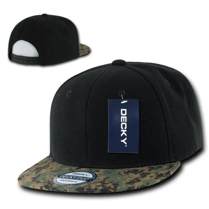 Decky Retro Camouflage Camo Skin Flat Bill Hats Caps 6 Panel Snapback