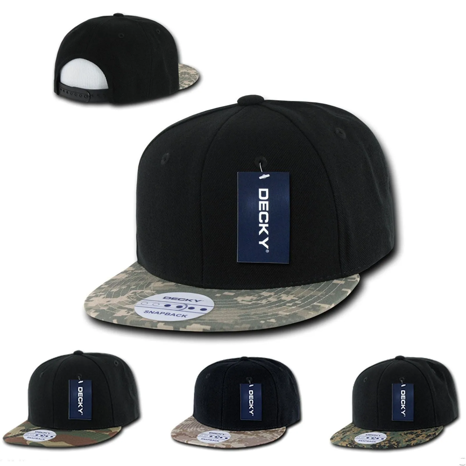 Decky Retro Camouflage Camo Skin Flat Bill Hats Caps 6 Panel Snapback