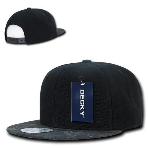 Decky Retro Camouflage Camo Skin Flat Bill Hats Caps 6 Panel Snapback