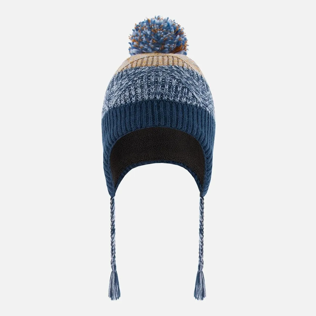 Deux Par Deux Peruvian Knit Hat - Teal Blue Colorblock