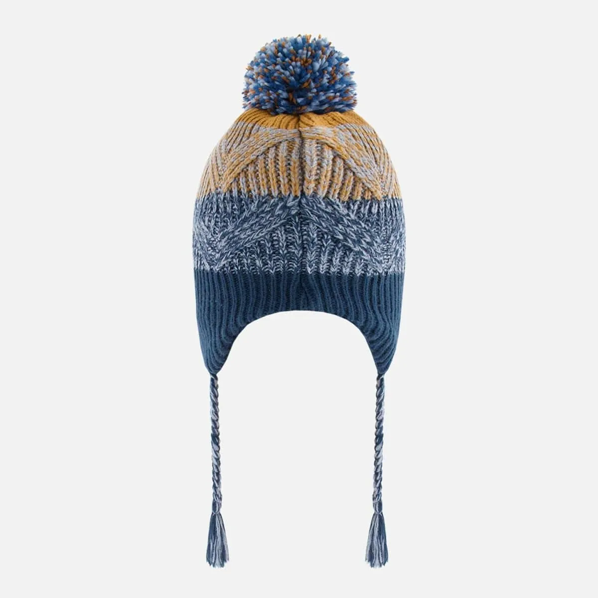 Deux Par Deux Peruvian Knit Hat - Teal Blue Colorblock