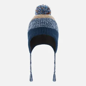 Deux Par Deux Peruvian Knit Hat - Teal Blue Colorblock
