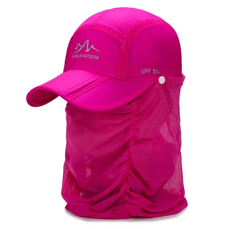 Foldable UV Protection Baseball Caps for Men and Women - Summer Sun Hats with Face and Neck Cover for Outdoor Activities and Fishing