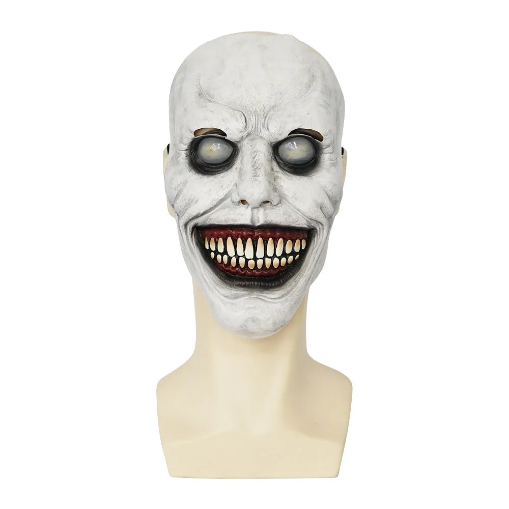 Halloween Horror Mask Cos Exorcist Smile White-Eyed Devil Latex Headgear