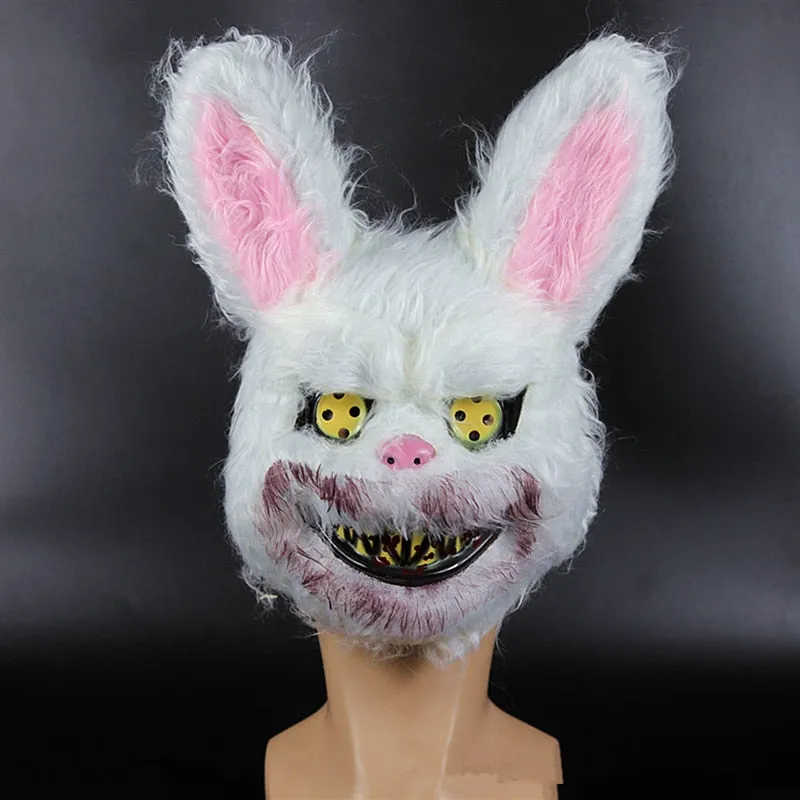 Halloween Mask White Bunny Rabbit Bloody Creepy Halloween Horror Killer Masque Scary Adult Mask Dress