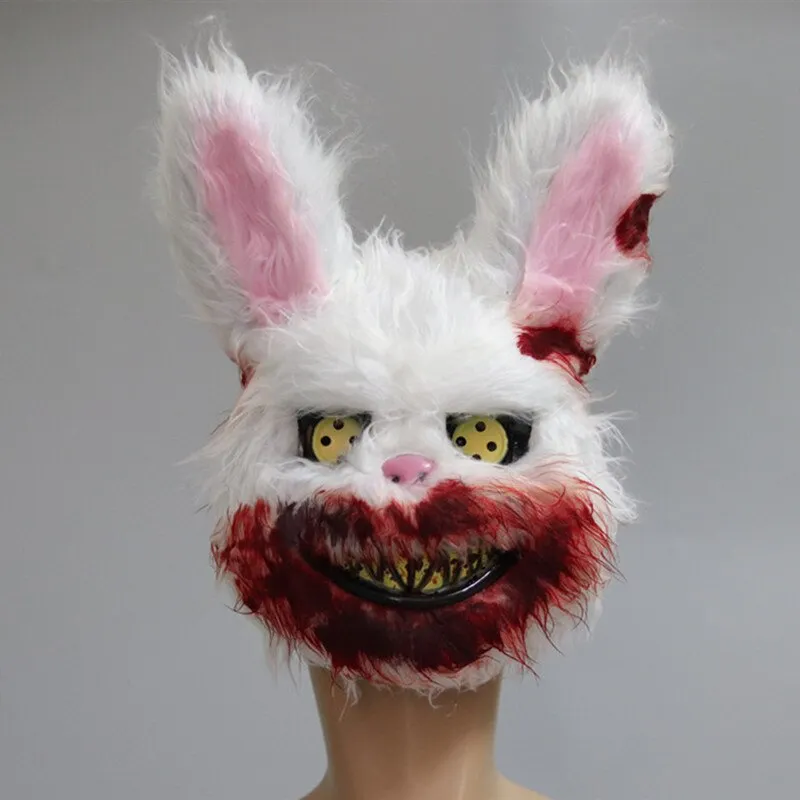 Halloween Mask White Bunny Rabbit Bloody Creepy Halloween Horror Killer Masque Scary Adult Mask Dress