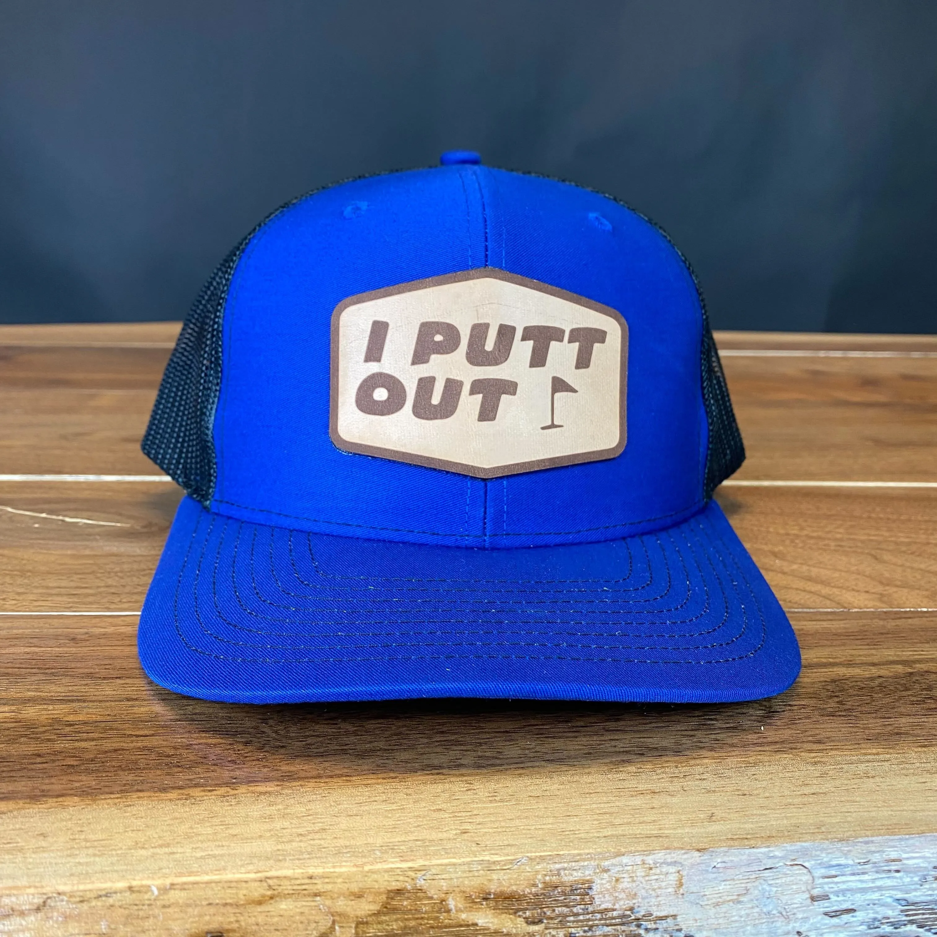 I Putt Out Leather Patch Hat