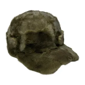 Kashani Olive Diamond Cut Mink Baseball Hat