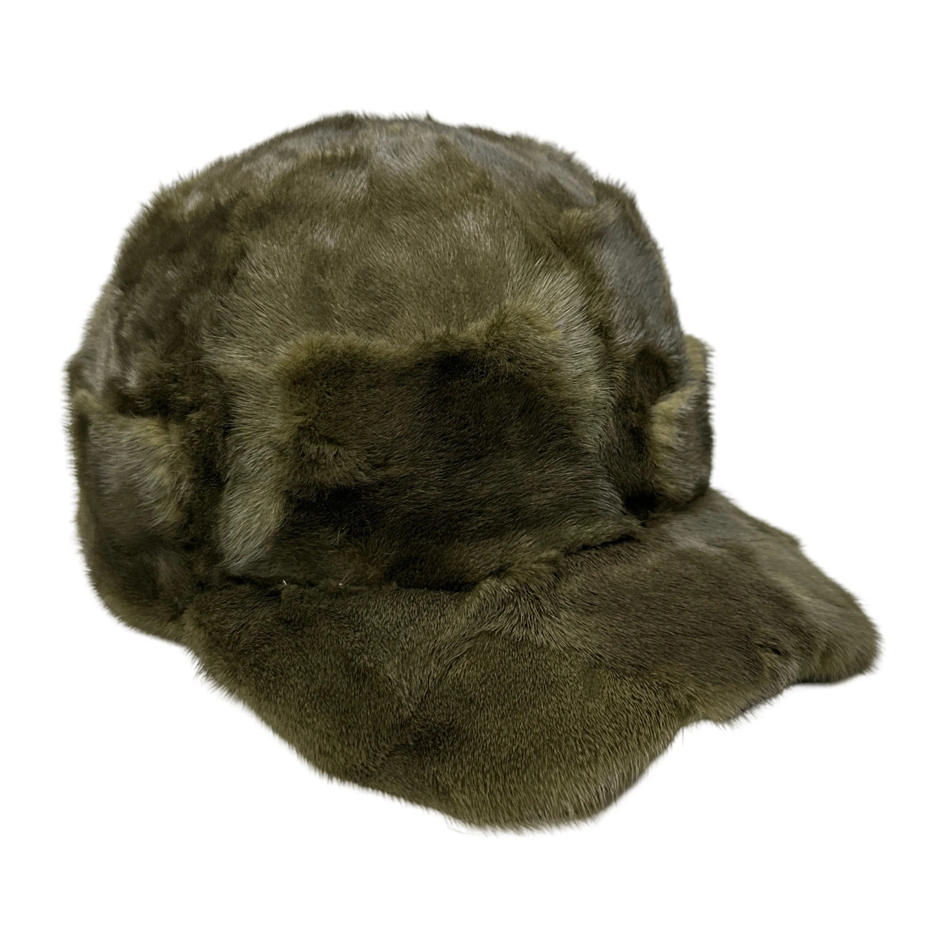 Kashani Olive Diamond Cut Mink Baseball Hat