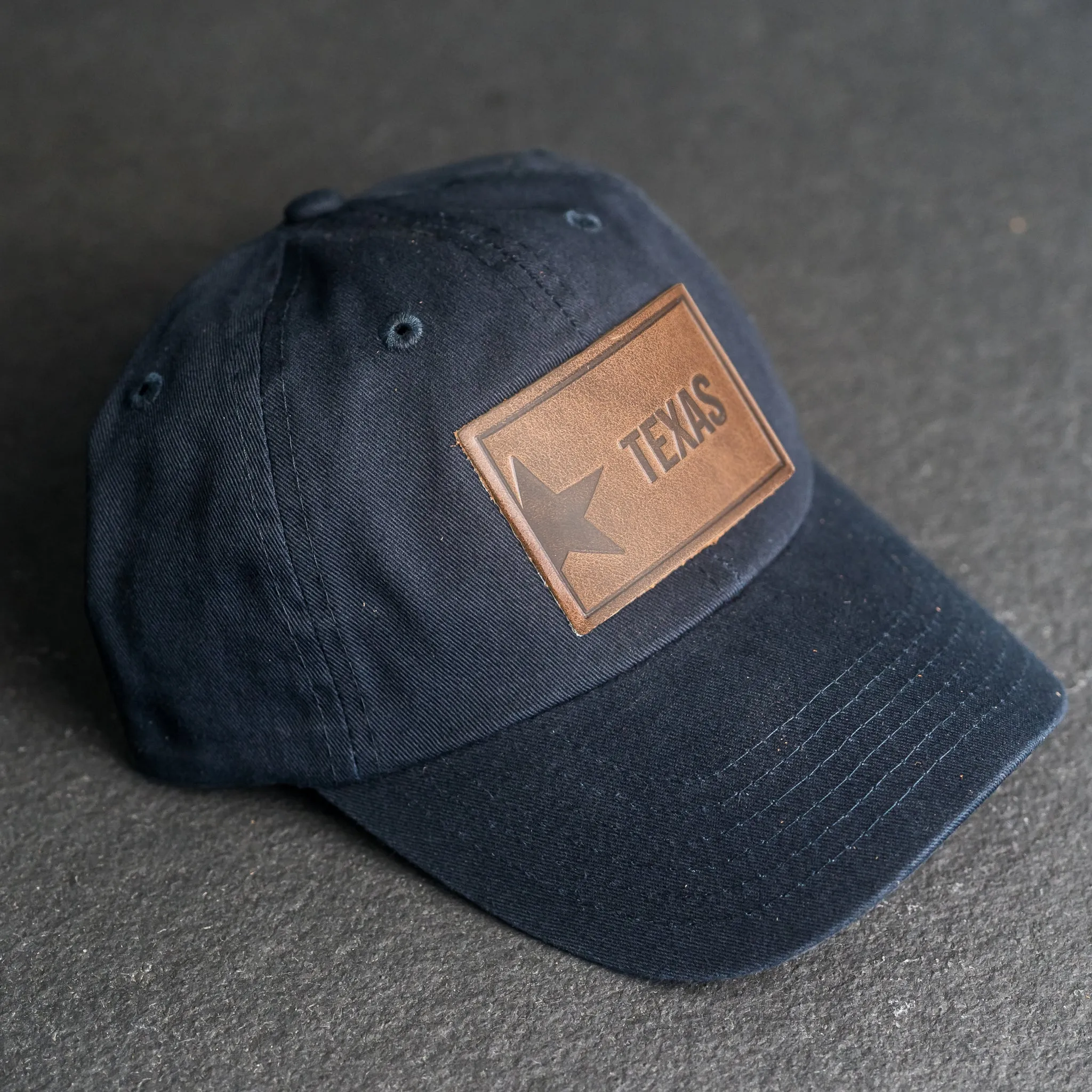 Leather Patch Unstructured Style Hat - Texas License Plate Stamp