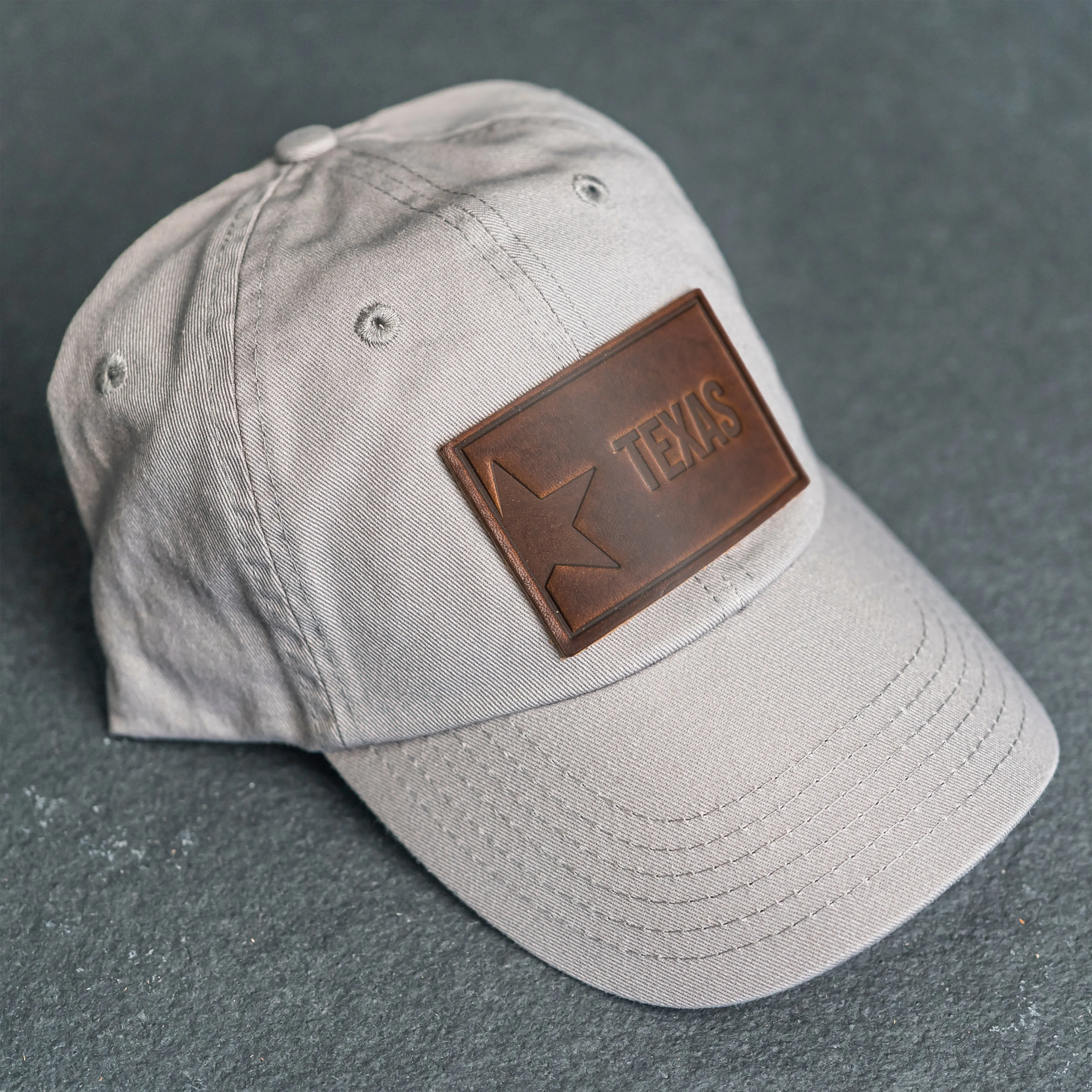 Leather Patch Unstructured Style Hat - Texas License Plate Stamp
