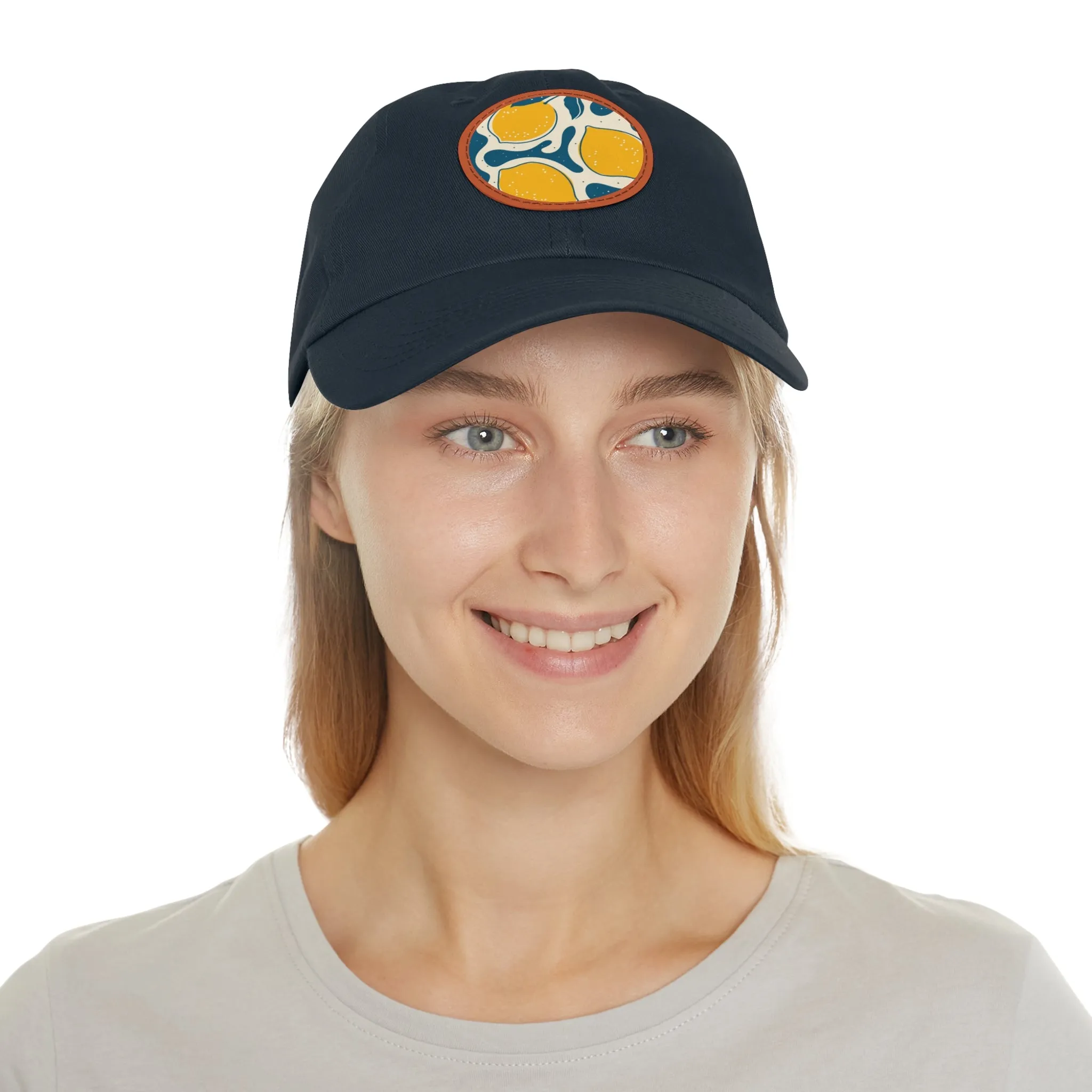 Lemony  Dad Hat with Leather Patch (Round)