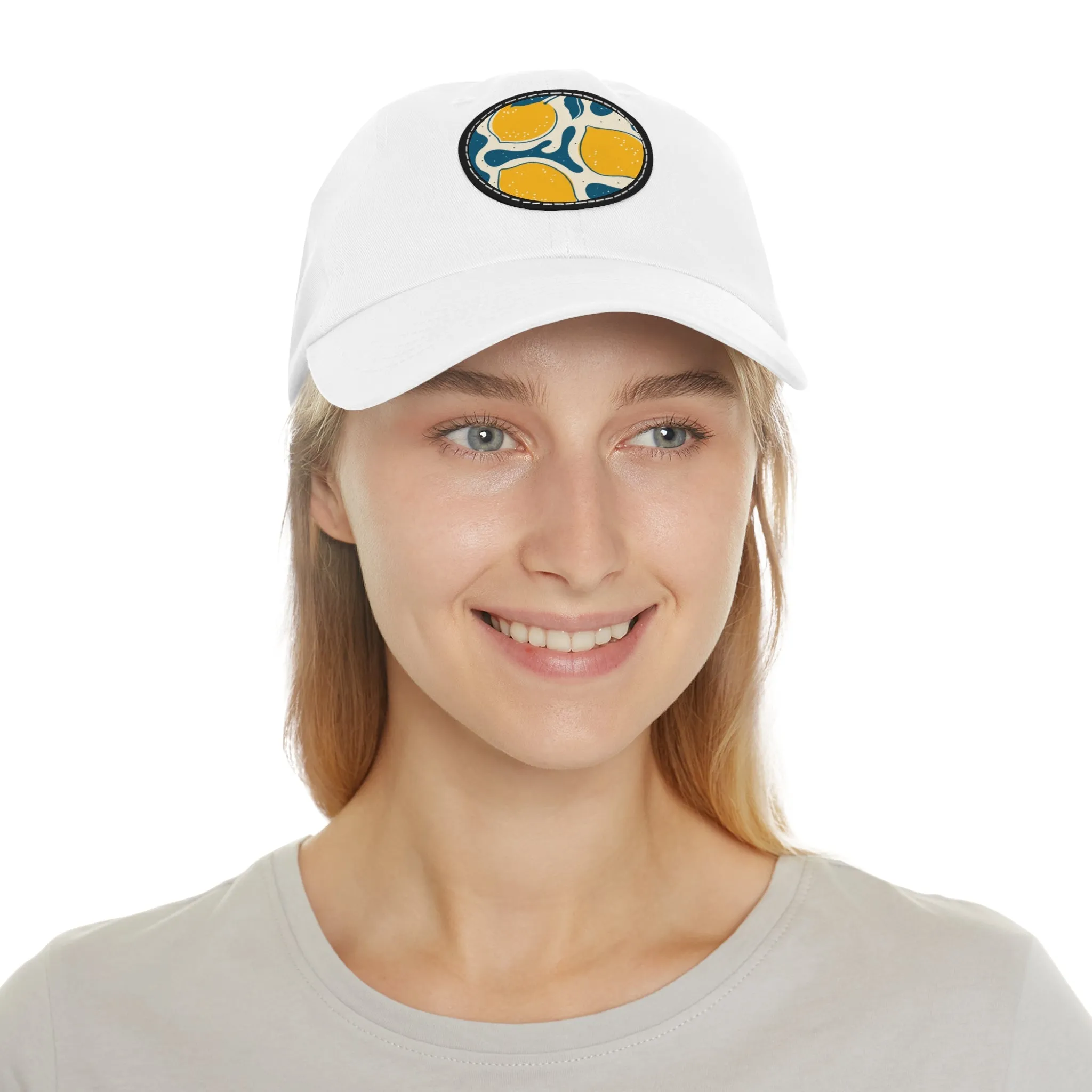 Lemony  Dad Hat with Leather Patch (Round)