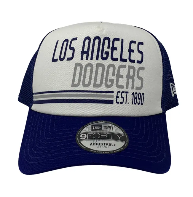 Los Angeles Dodgers Snapback New Era 9Forty Stacked A-Frame Mesh Trucker Blue Cap Hat