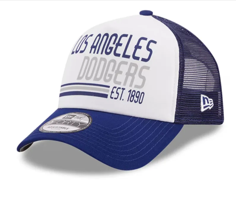 Los Angeles Dodgers Snapback New Era 9Forty Stacked A-Frame Mesh Trucker Blue Cap Hat