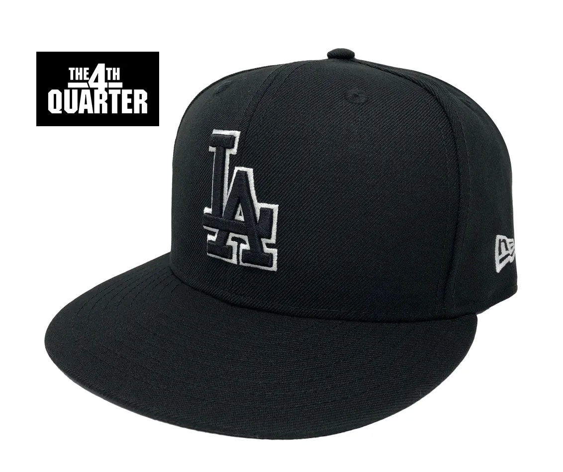 Los Angeles Dodgers Snapback New Era Black Logo White Outline Cap Hat Black