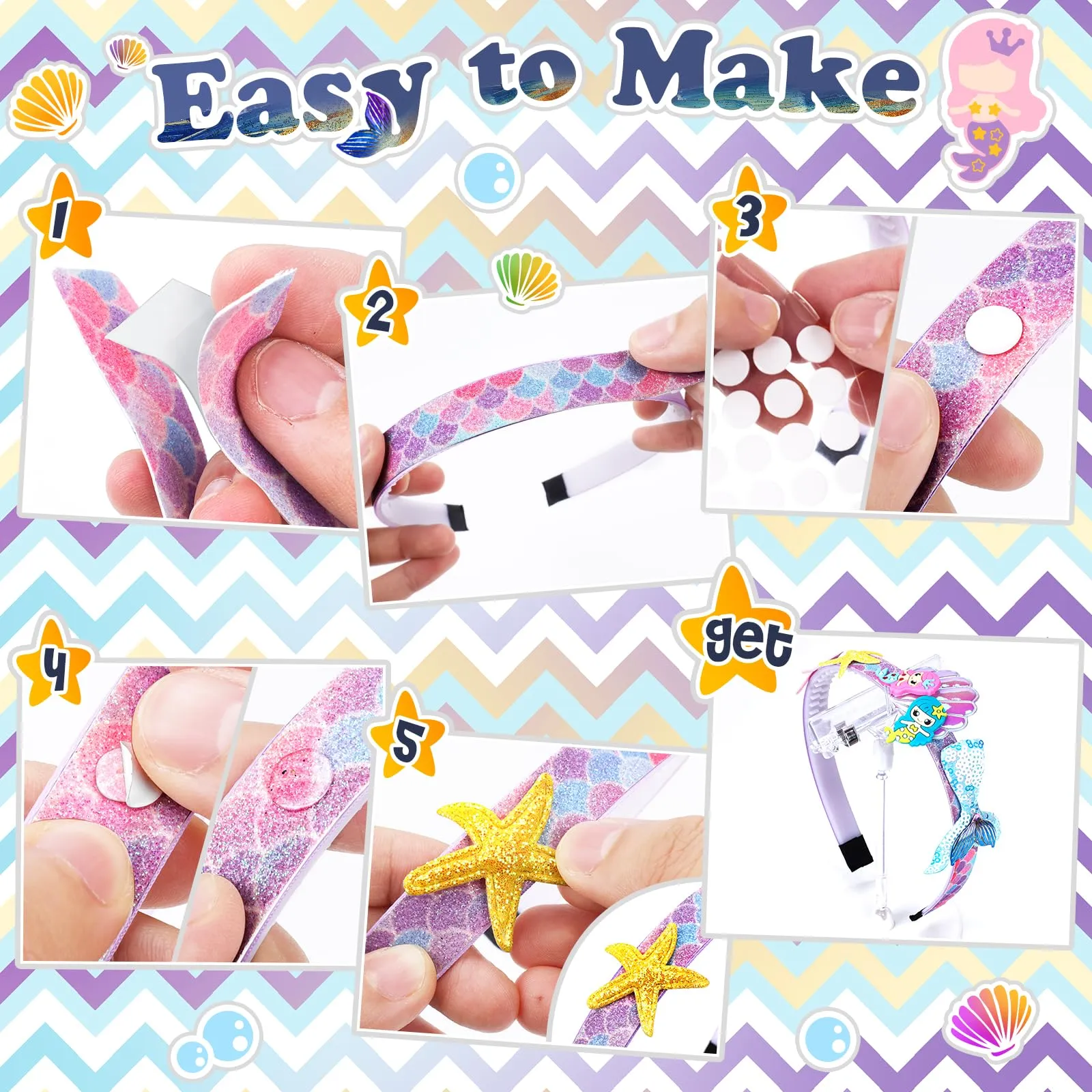 Mermaid gift craft kit | So that fashion can make their own unique DIY mermaid hair accessories