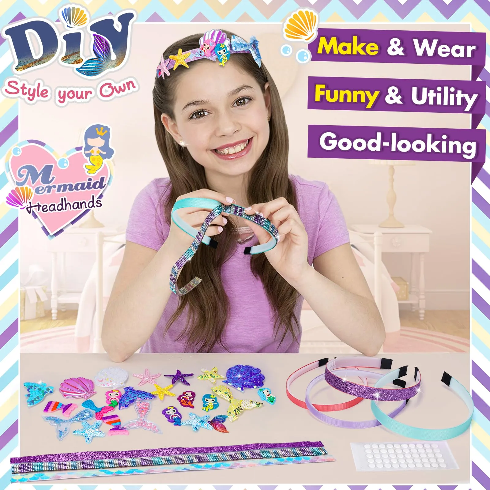 Mermaid gift craft kit | So that fashion can make their own unique DIY mermaid hair accessories