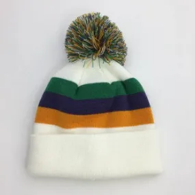 MG Striped Beanie Hat W/ Pom Pom