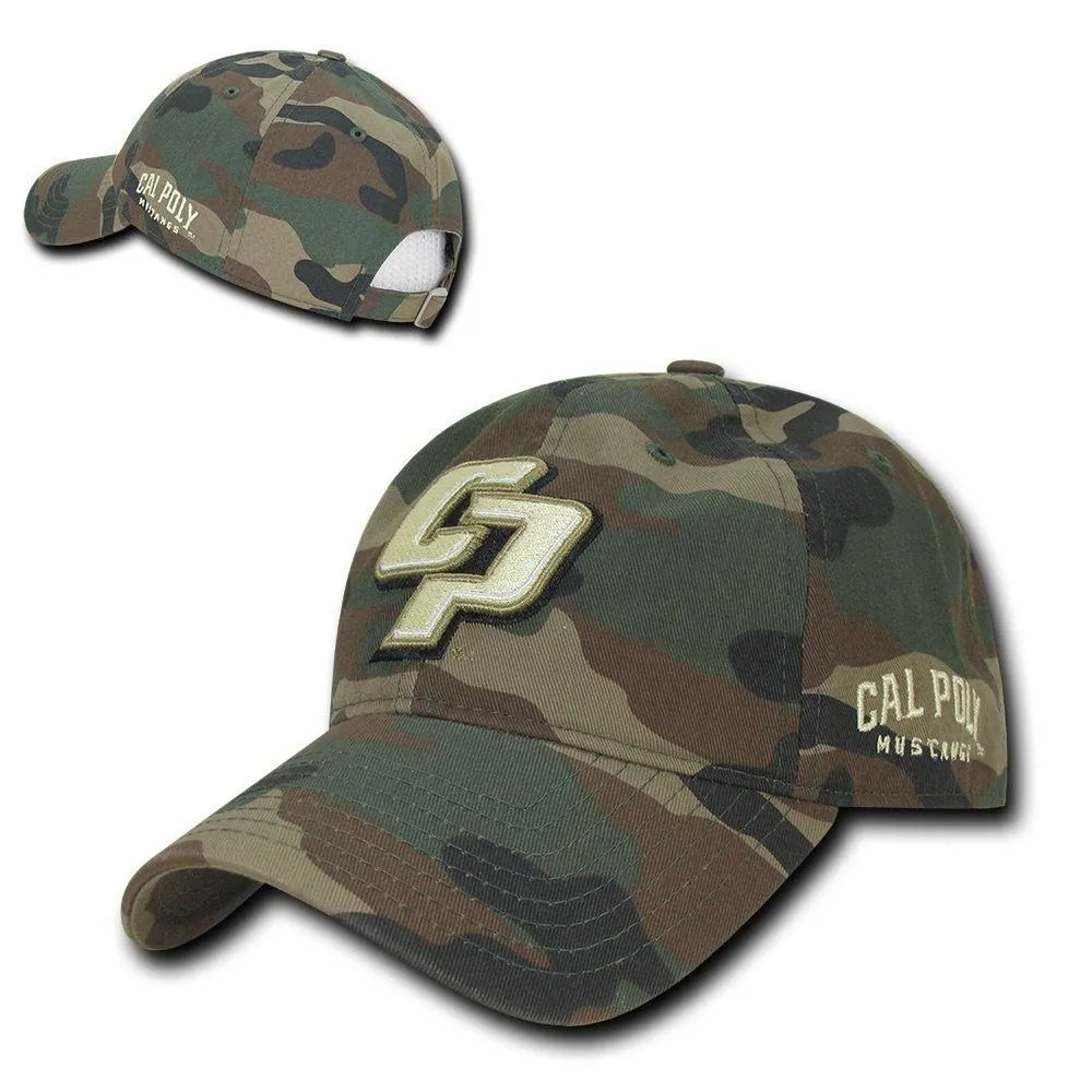 NCAA Cal Poly Mustangs 6 Panel Relaxed Camo Camouflage Baseball Caps Hats