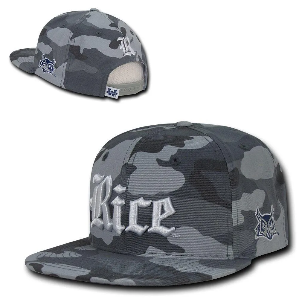 NCAA Rice Owls University 6 Panel Camo Camouflage Snapback Baseball Caps Hats