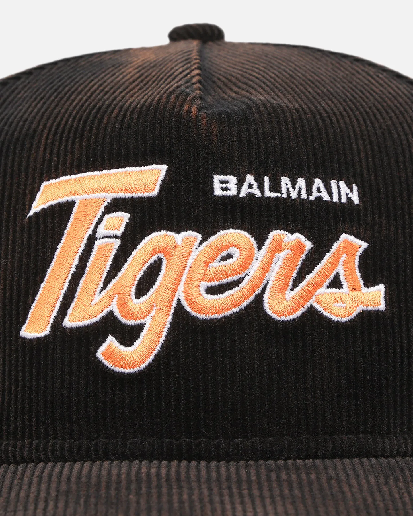 New Era Balmain Tigers 'NRL Golfer Washed Black' Pre-Curved Corduroy Golfer Snapback Washed Black