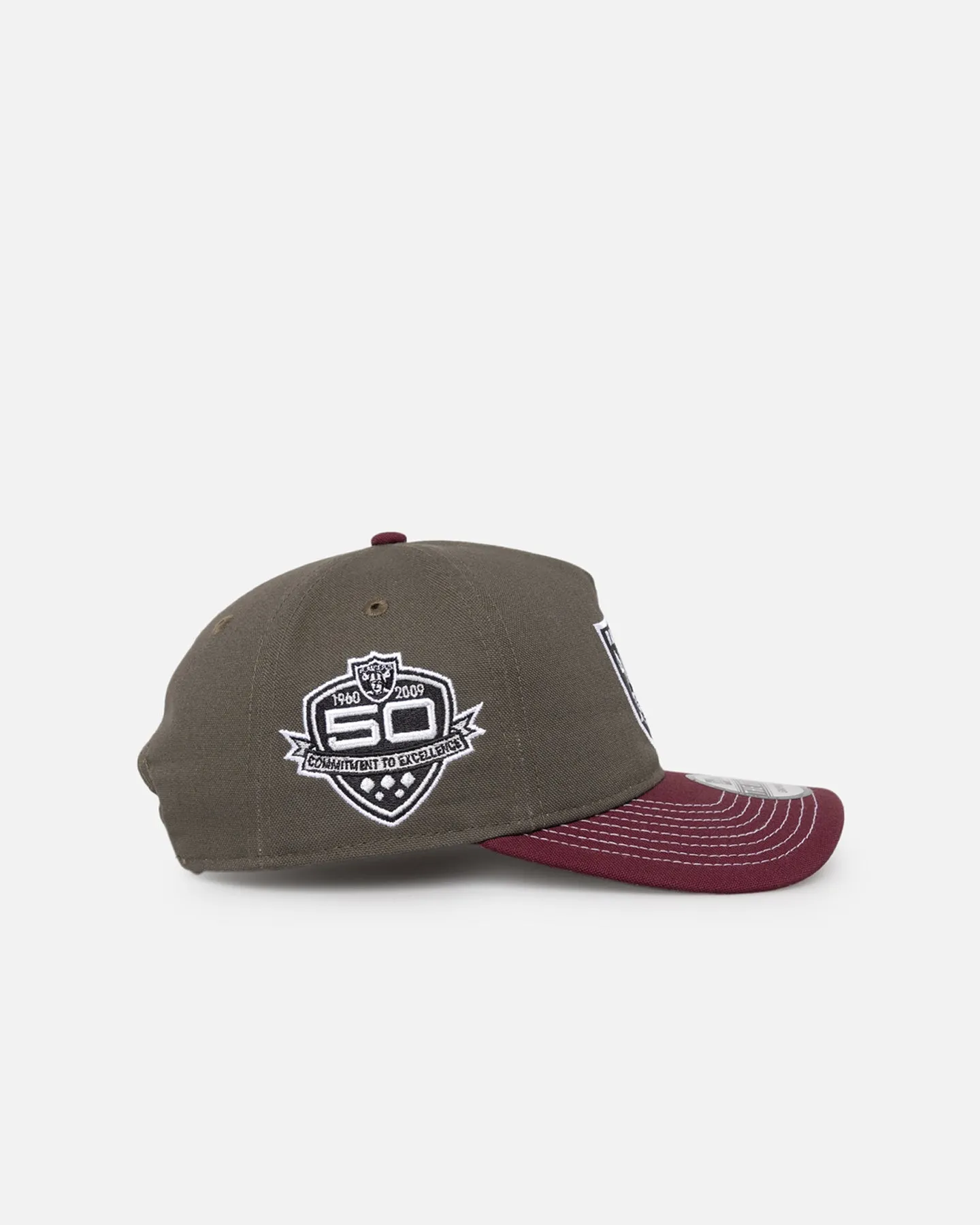 New Era Oakland Raiders 'Contrast Visor' Pre-Curved Golfer Snapback Moss/Maroon