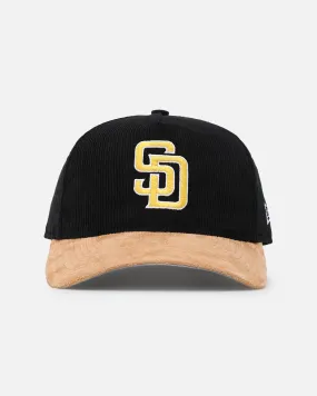 New Era San Diego Padres 'Corduroy Suede' Pre-Curved Golfer Snapback Washed Black