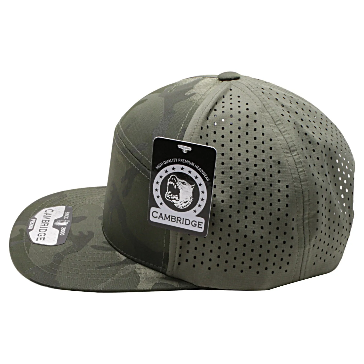 PB260 Pit Bull Cambridge Shiny Camo Camper Perforated Snapback Hats [Olive]