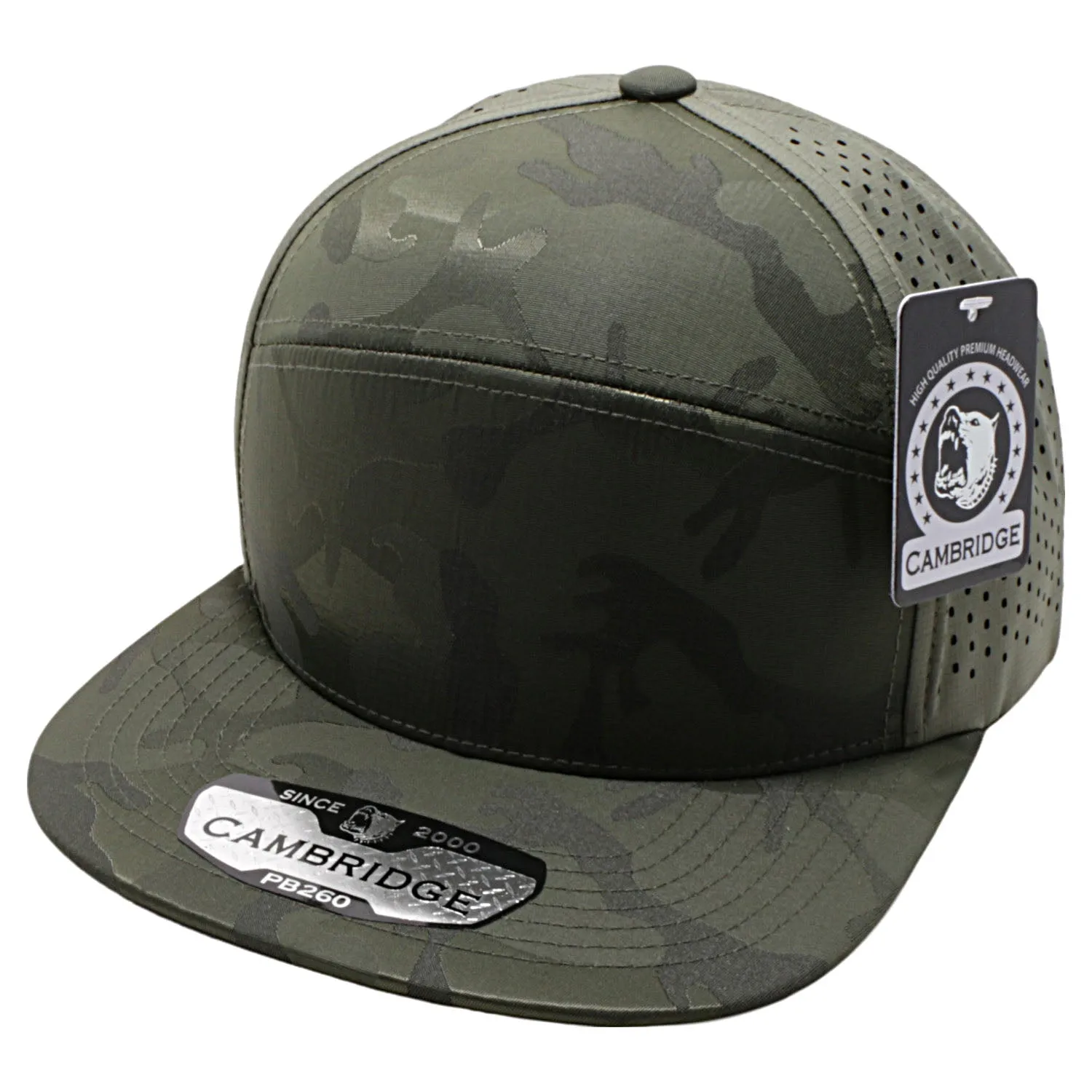 PB260 Pit Bull Cambridge Shiny Camo Camper Perforated Snapback Hats [Olive]
