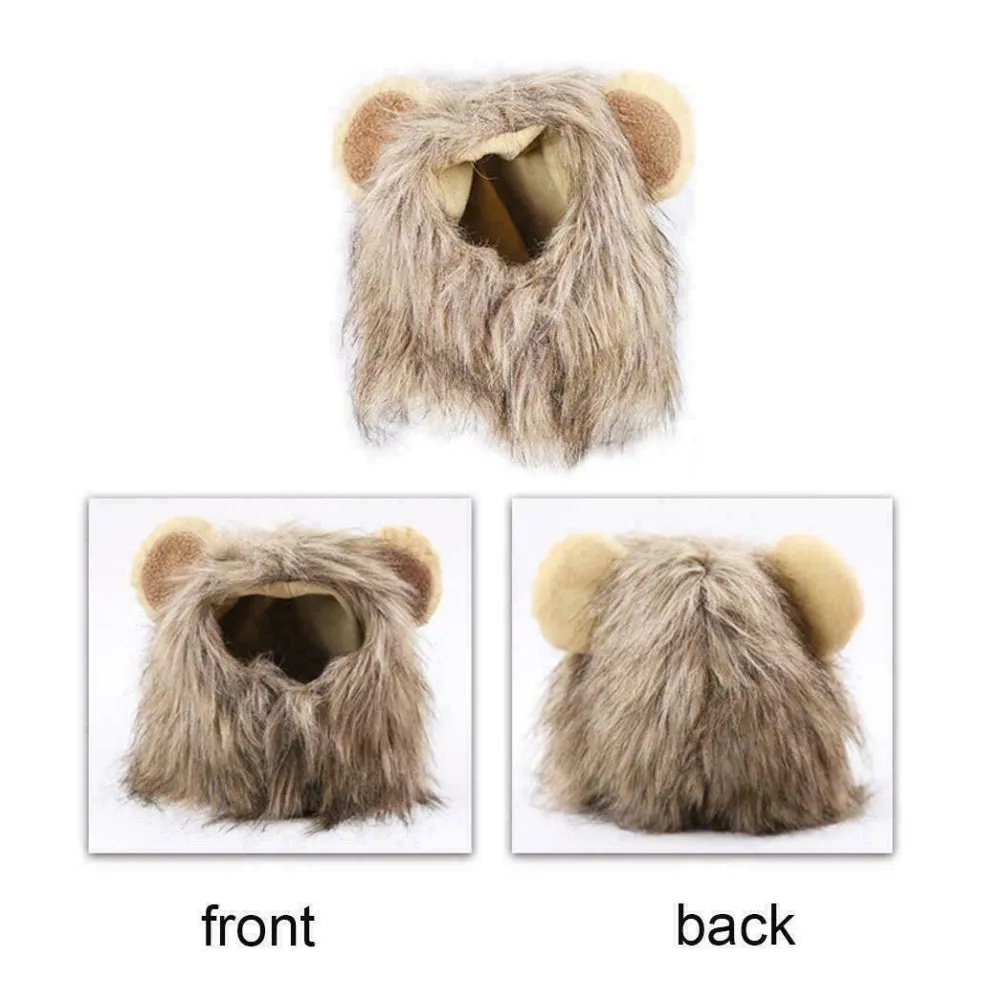 Pet Costume Cosplay Lion Mane Wig Cap for Cat Dog
