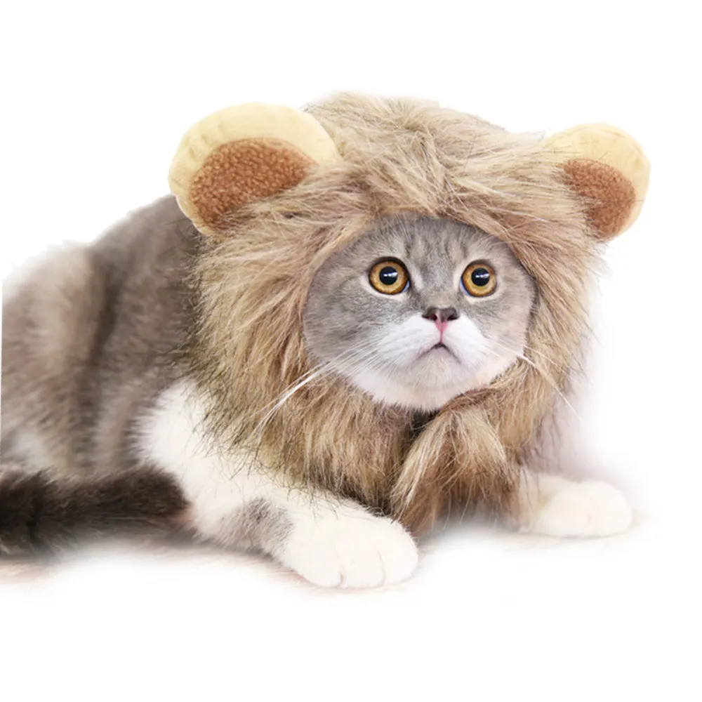 Pet Costume Cosplay Lion Mane Wig Cap for Cat Dog