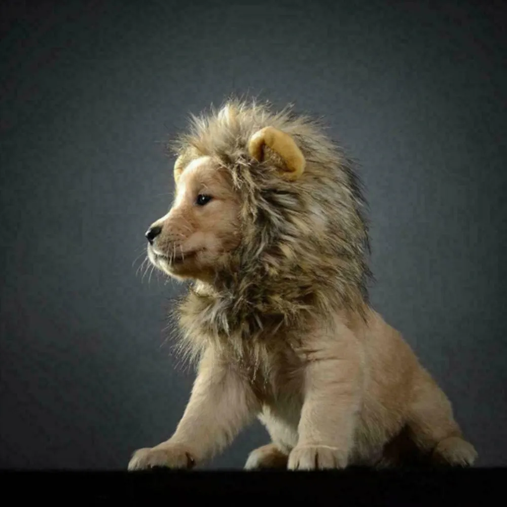 Pet Costume Cosplay Lion Mane Wig Cap for Cat Dog