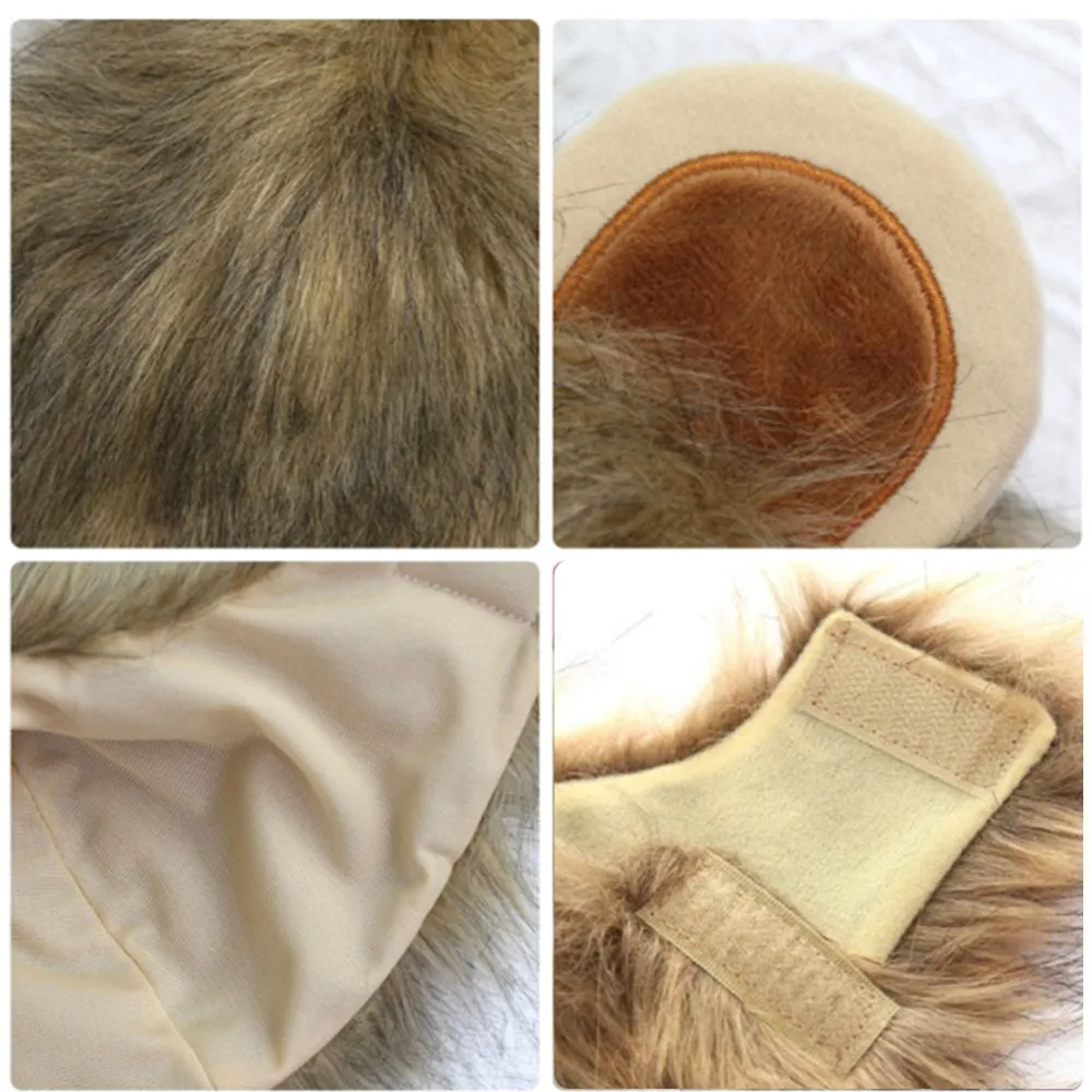 Pet Costume Cosplay Lion Mane Wig Cap for Cat Dog