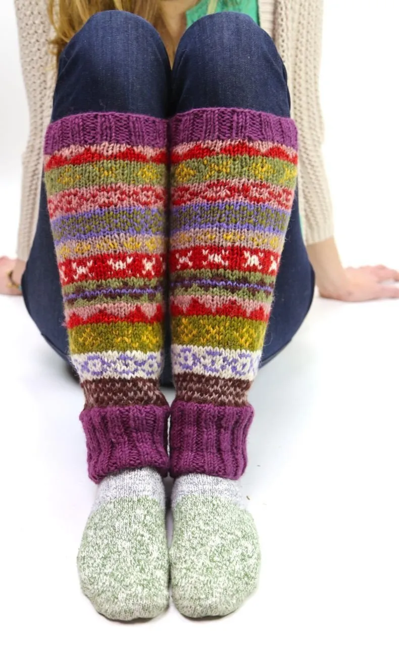 Purple/Multi Wool Legwarmers