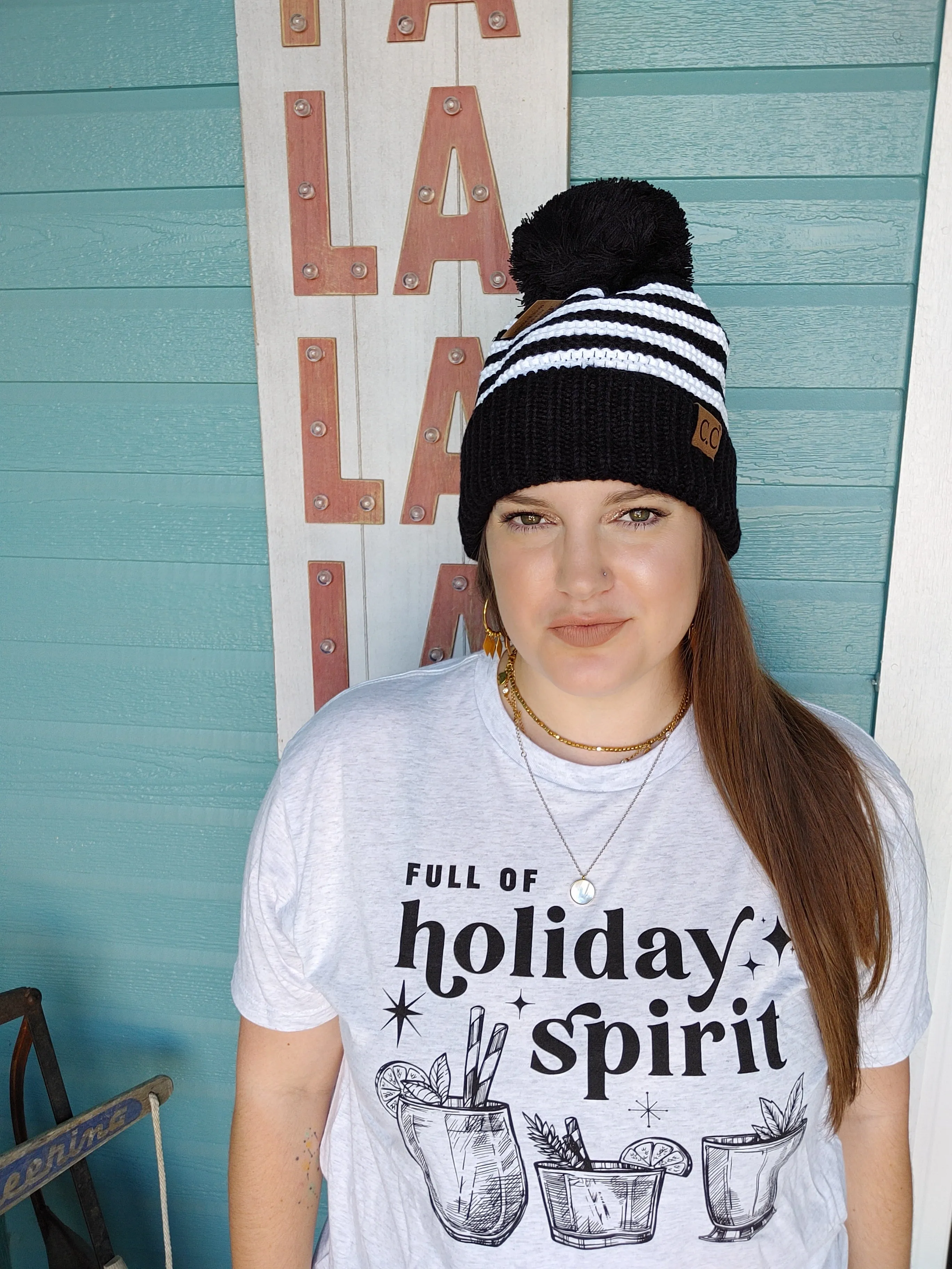 Retro Striped C.C. Beanie