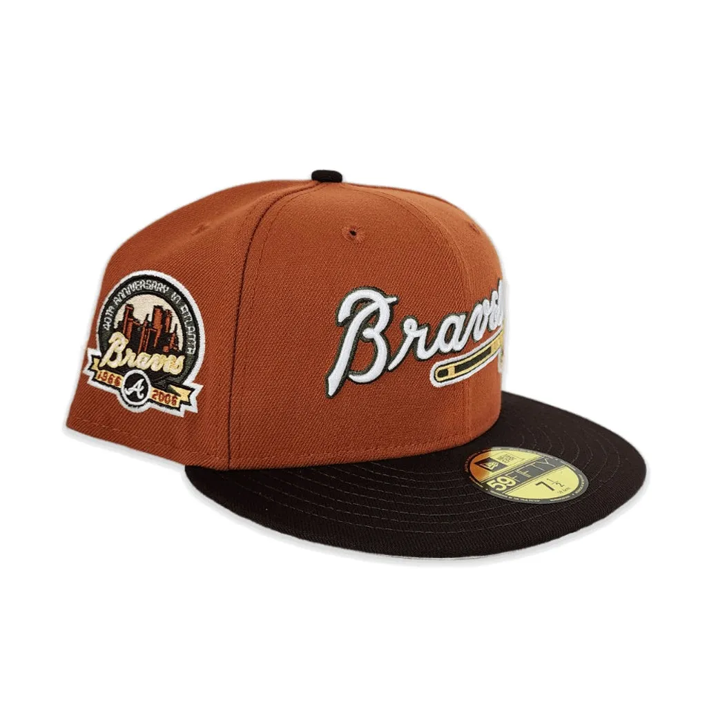 Rust Atlanta Braves Brown Visor Gray Bottom 40th Anniversary Side Patch New Era 59Fifty Fitted