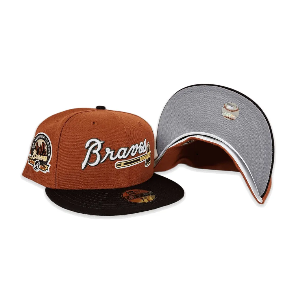 Rust Atlanta Braves Brown Visor Gray Bottom 40th Anniversary Side Patch New Era 59Fifty Fitted