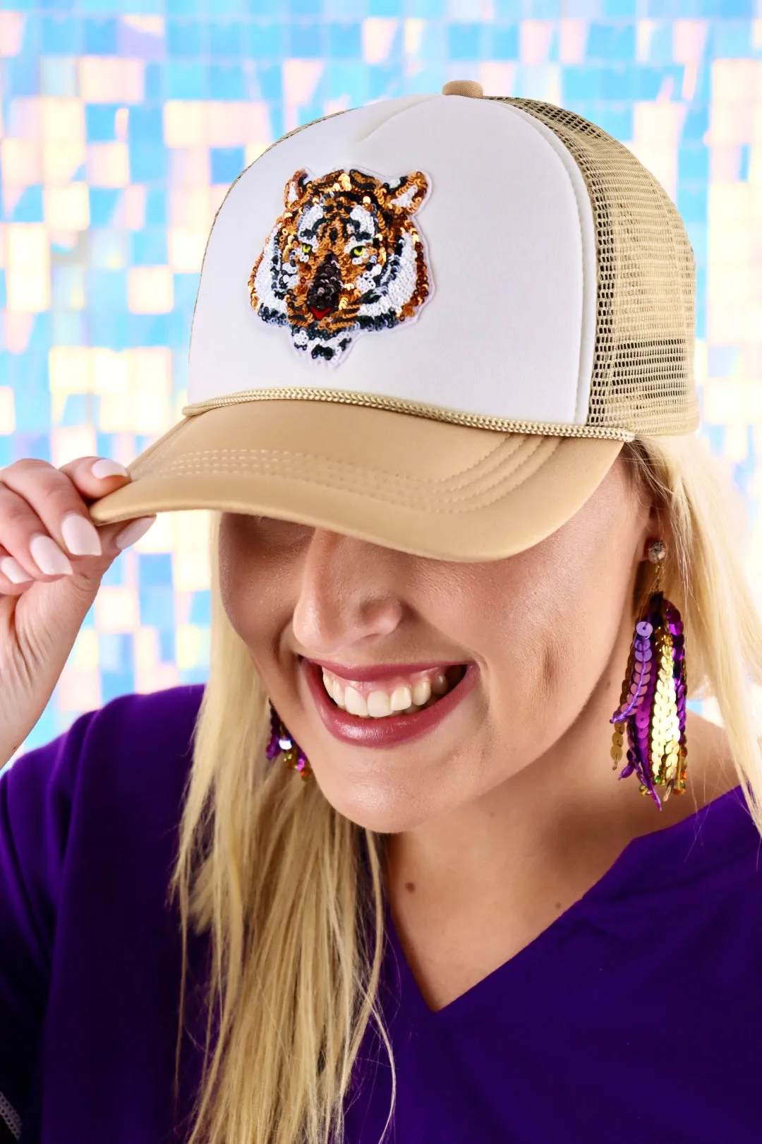 Sequin Tiger Trucker Hats