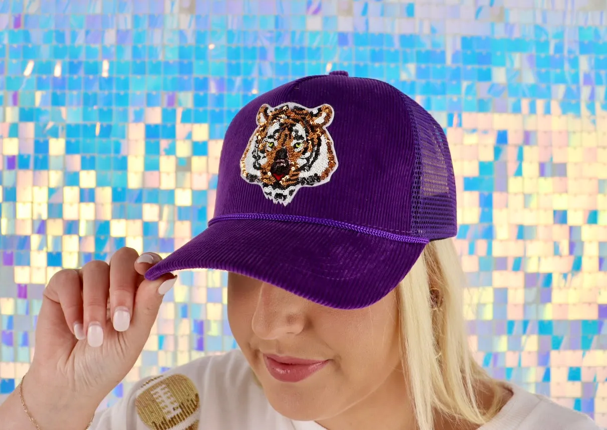 Sequin Tiger Trucker Hats