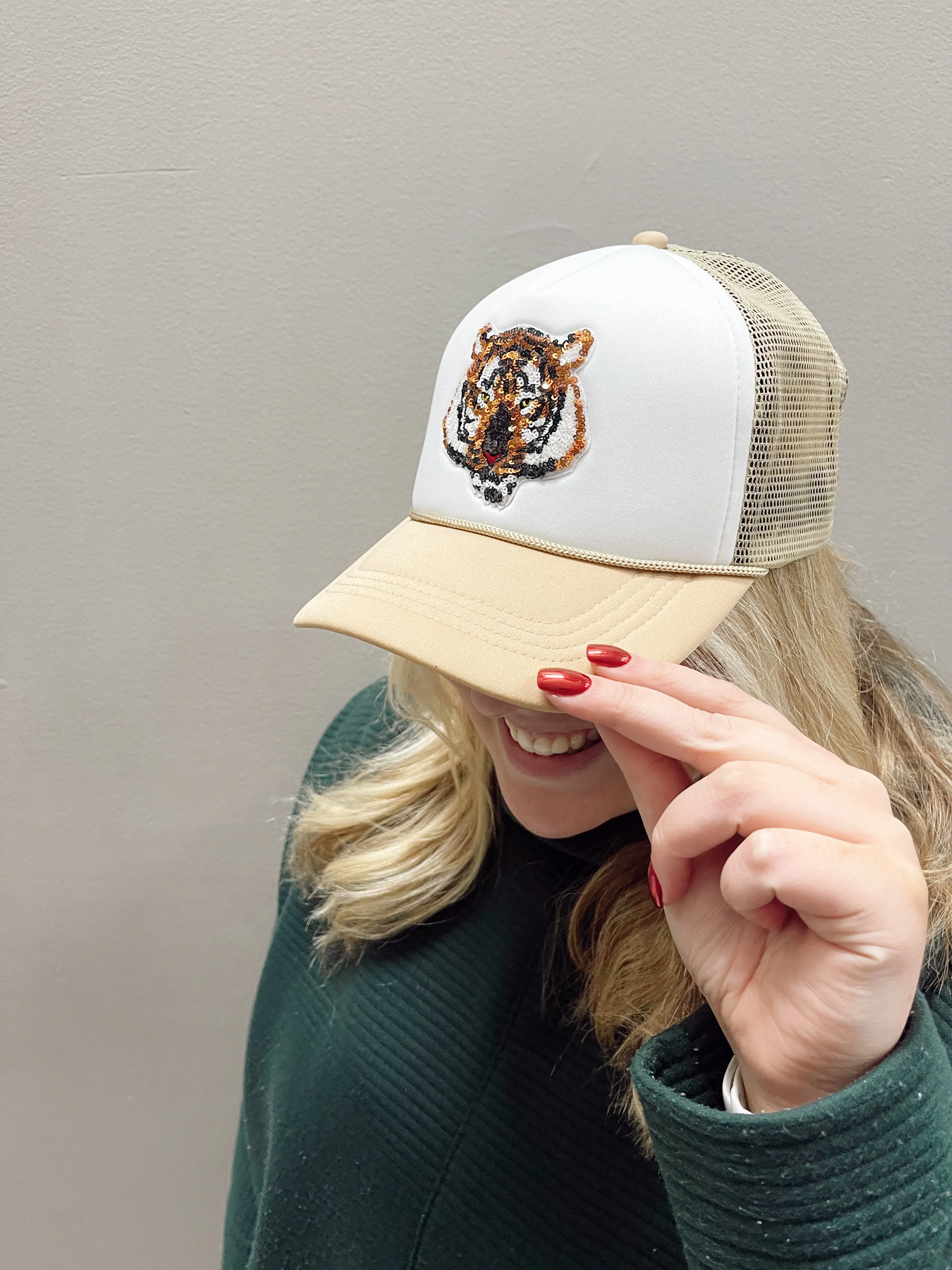 Sequin Tiger Trucker Hats