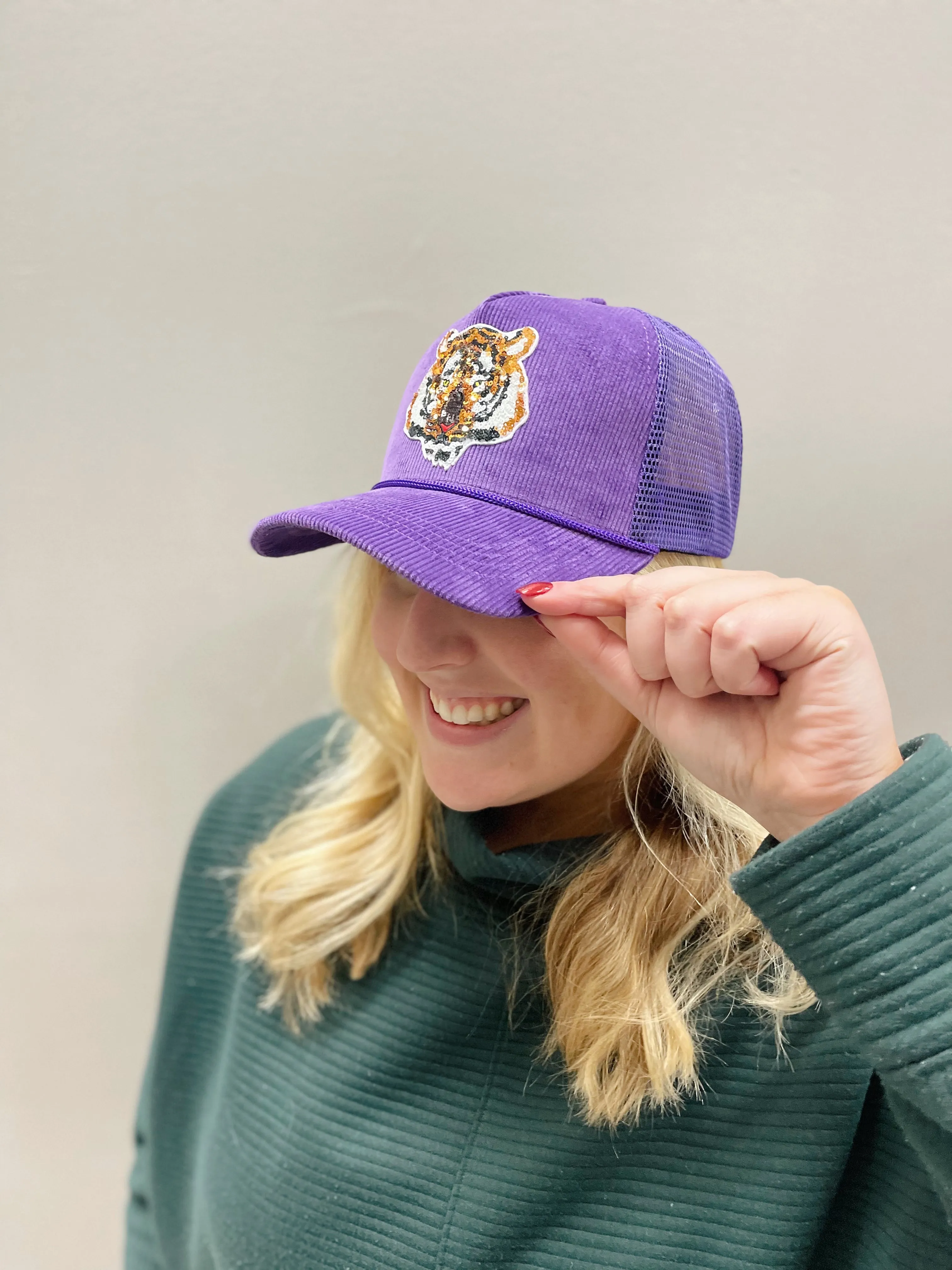 Sequin Tiger Trucker Hats