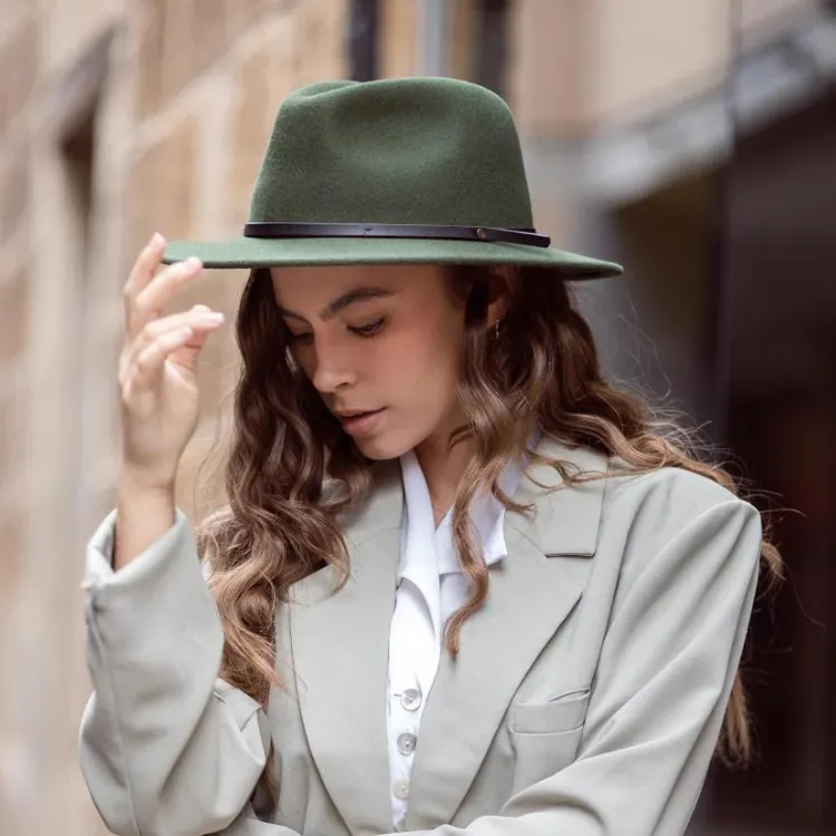 Stanton Eloise Premium Felt Fedora - Olive Green