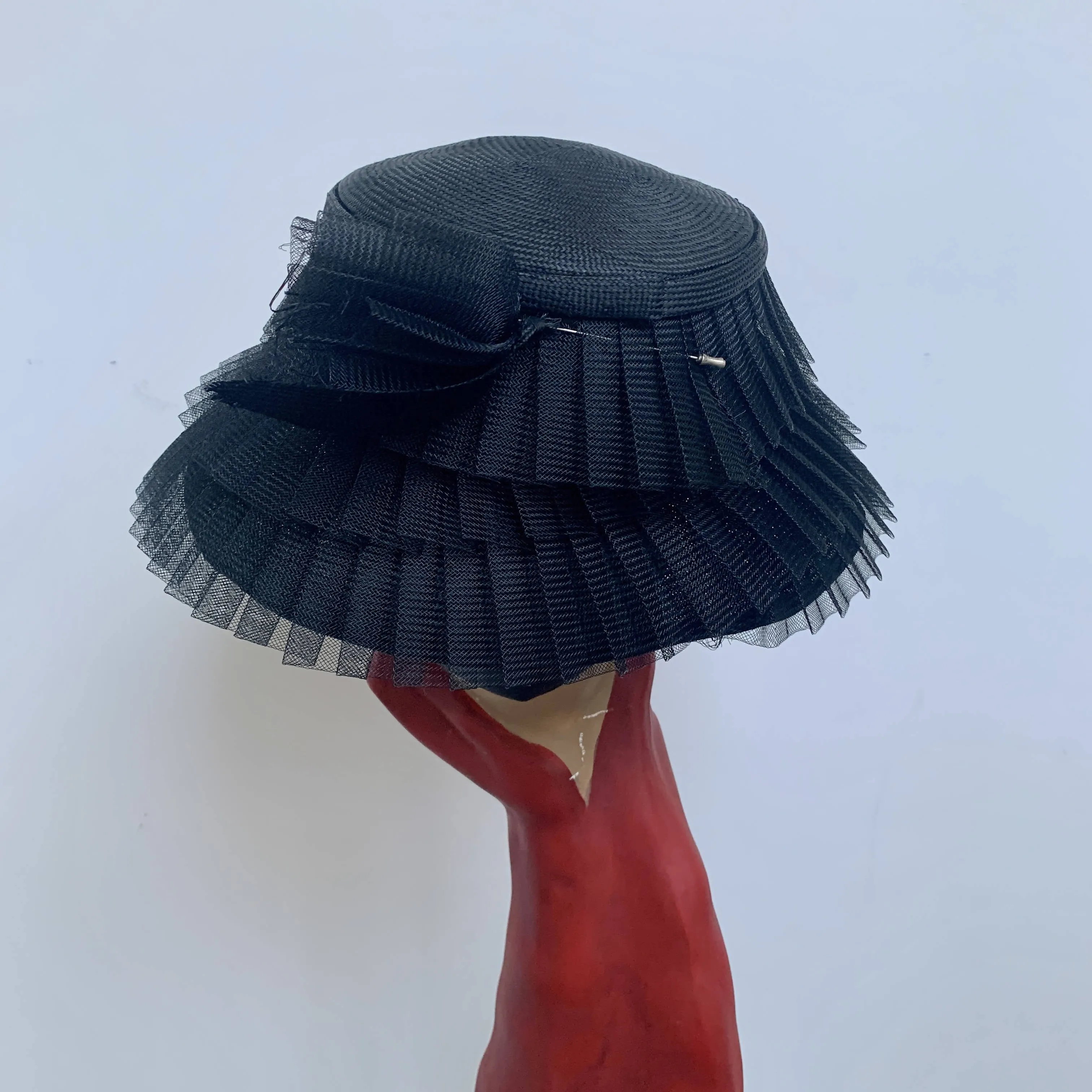 Stephen Jones Miss Jones elegant black layered Lightweight Cloche Party Hat